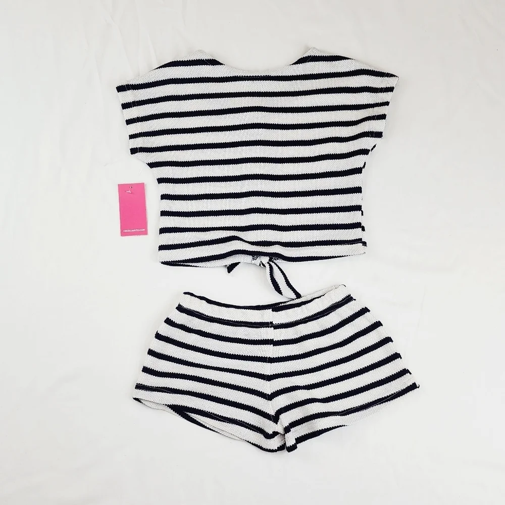 Vince Camuto Navy and White Striped Knit Set